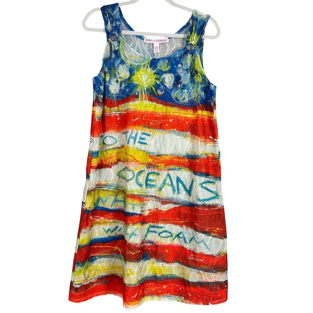 Leoma Lovegrove Dress Sleeveless‎ Shift Dress Vibrant Ocean Print Size Small